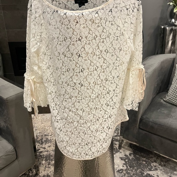 Karen Kane lace boho top ivory size xl summer perfect - Picture 9 of 17
